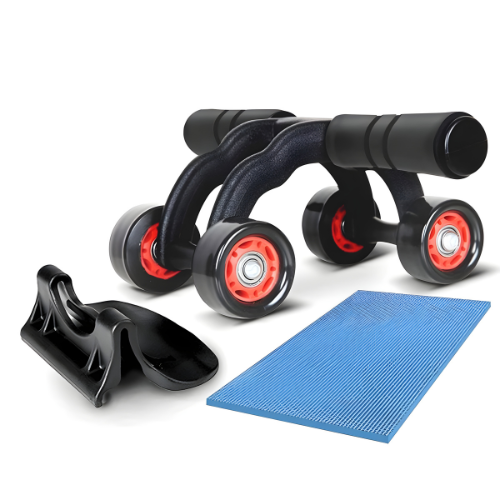 FlexiCore Home GYM Steel Handle Ab Roller with Knee Mat for Total Body Workout