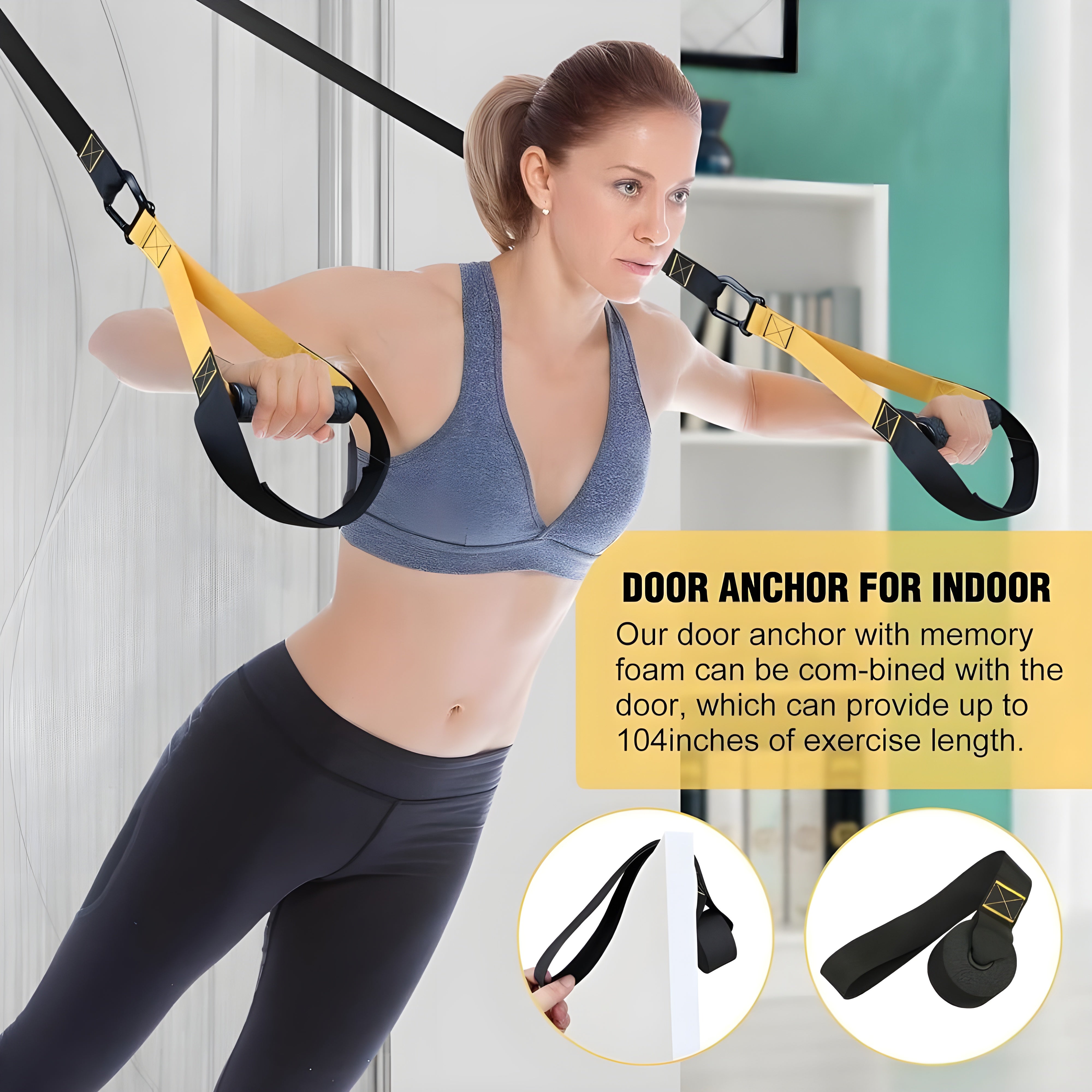 FlexiFit Home Resistance Training Kit - Complete Resistance Trainer Exercise Straps with Handles, Door Anchor, and All-in-One Home Gym Equipment