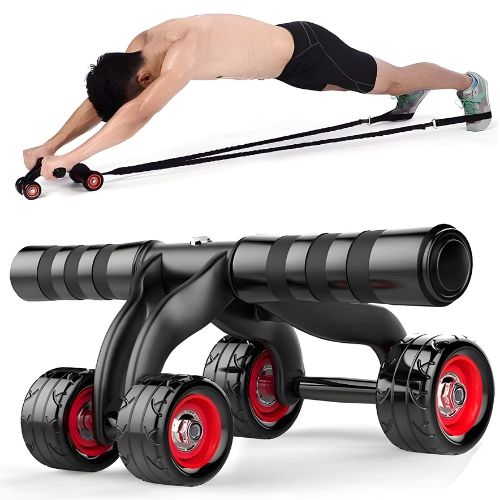 FlexiCore Home GYM Steel Handle Ab Roller with Knee Mat for Total Body Workout