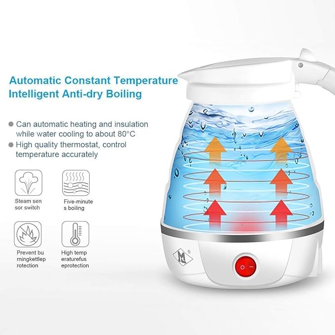 Silicone Foldable Collapsible Electric Water Kettle Camping Boiler