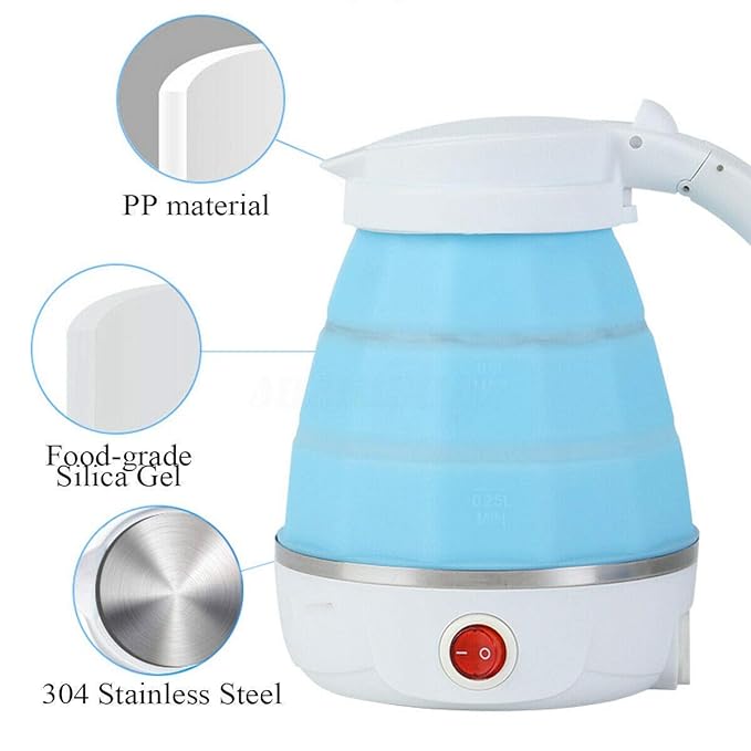 Silicone Foldable Collapsible Electric Water Kettle Camping Boiler