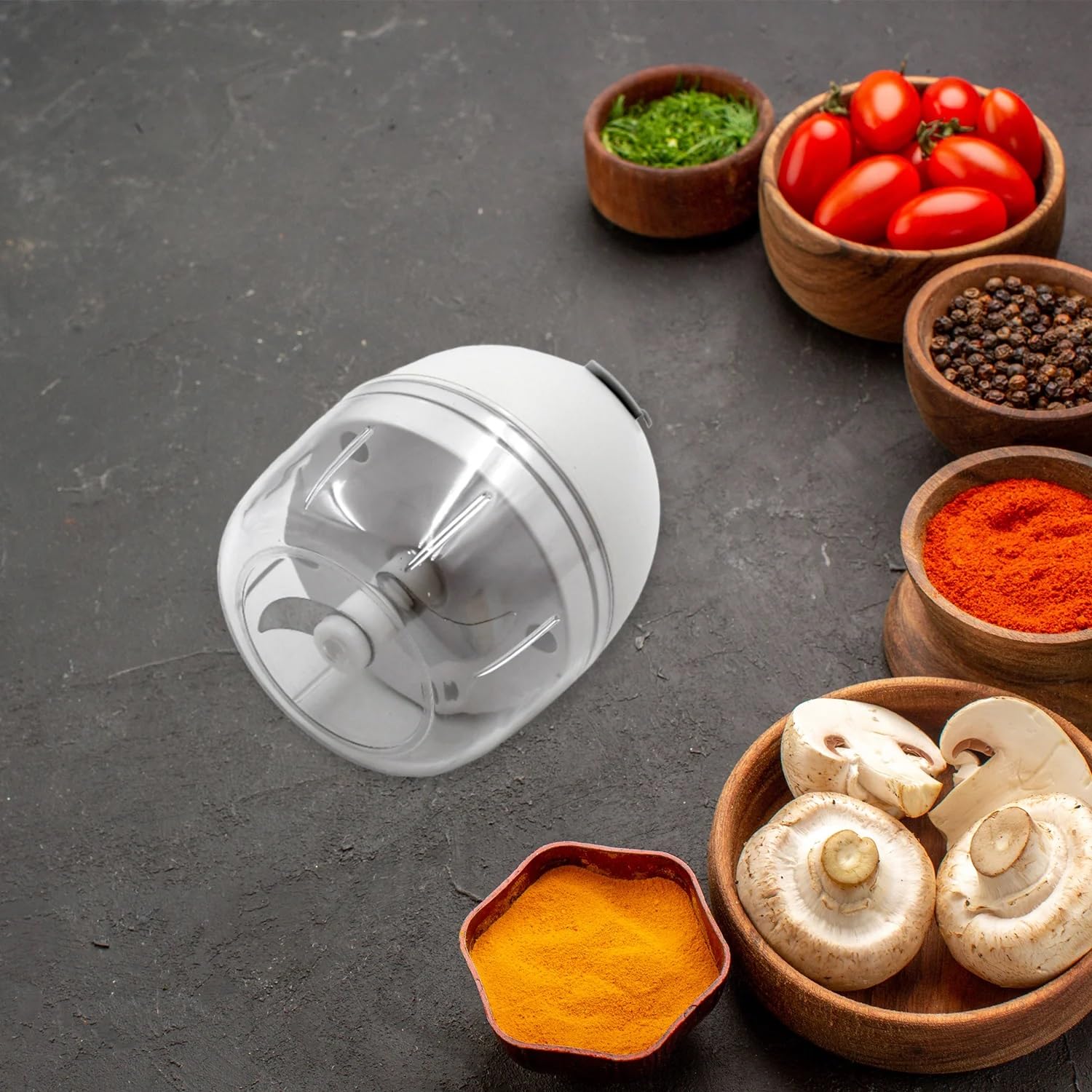 2Layer Rechargeable Mini Electric Chopper - Stainless Steel Blades, One Touch Operation, for Mincing Garlic, Ginger, Onion, Vegetable, Meat, Nuts, (200 ML)