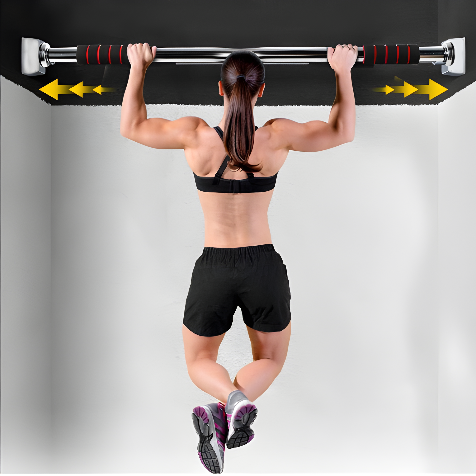 FitFlex Doorway Pull-Up Bar: Adjustable Heavy Duty Steel Body Workout Chin Up Bar for Home Gym Exercise Fitness